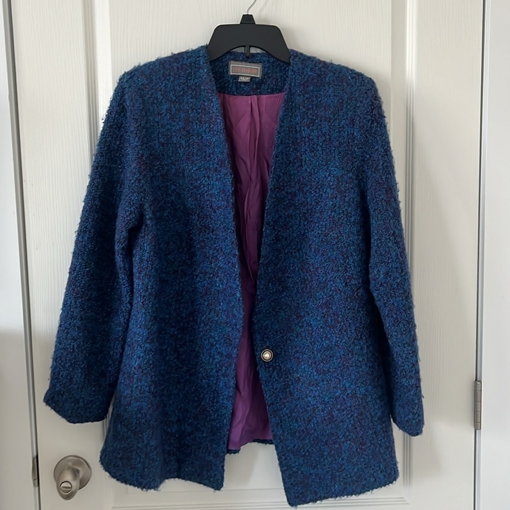 Liz Baker Vintage Boucle Tweed Blazer Jacket Multicolor Sz 14W M/L - Picture 5 of 11
